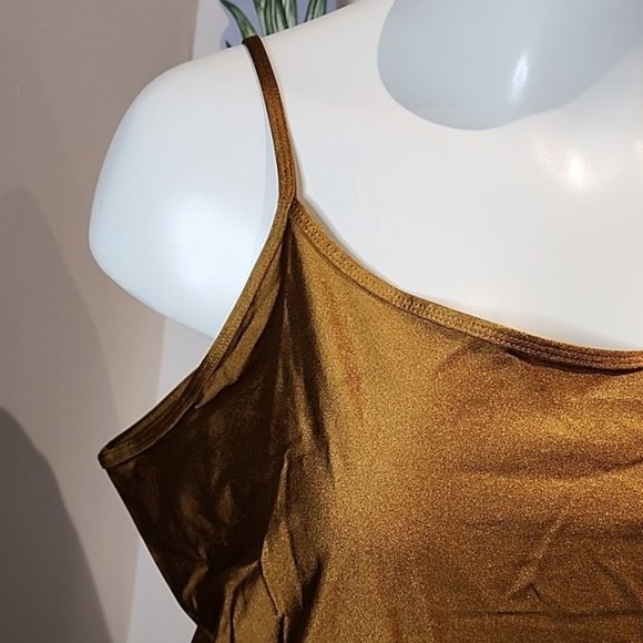 Torrid - Shiny Nylon Scoop Neck Cami in Bronze - Picture 3 of 12